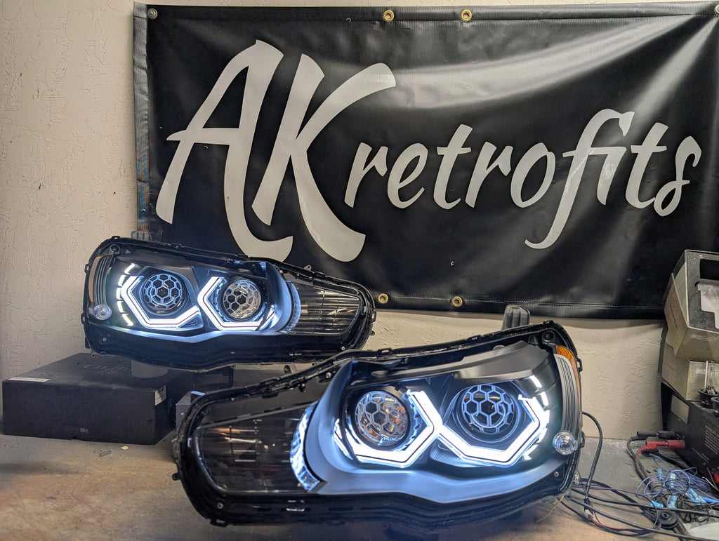 Mitsubishi Lancer/ Evo X Quad projectors w/ Hex Halos (SSS